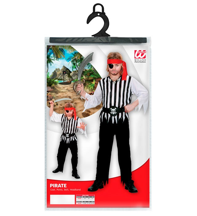 Piratenkostüm Komplettset mit Oberteil, Hose, Gürtel und Stirnband für Fasnacht