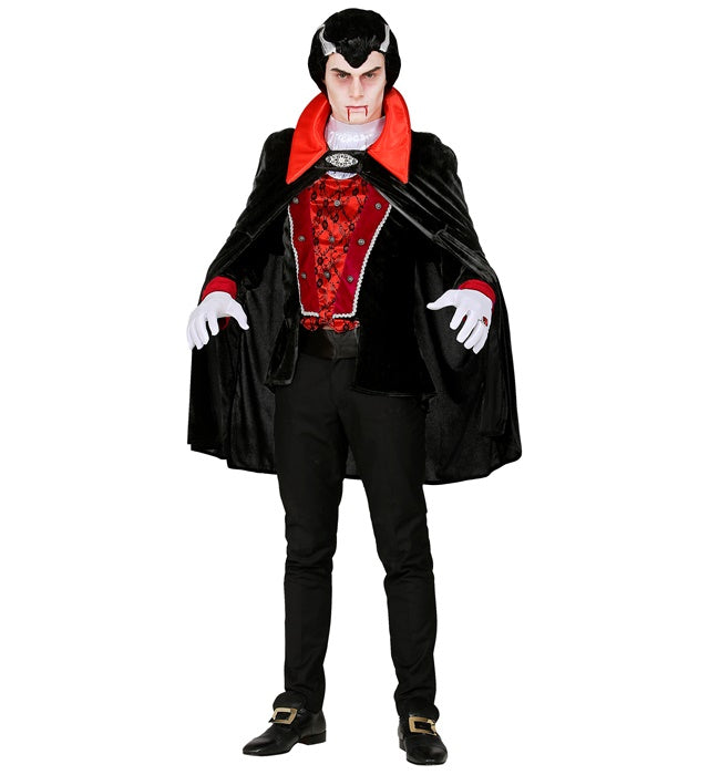 Viktorianisches Vampir-Kostüm mit Umhang, Jabot und Weste für Fasnacht