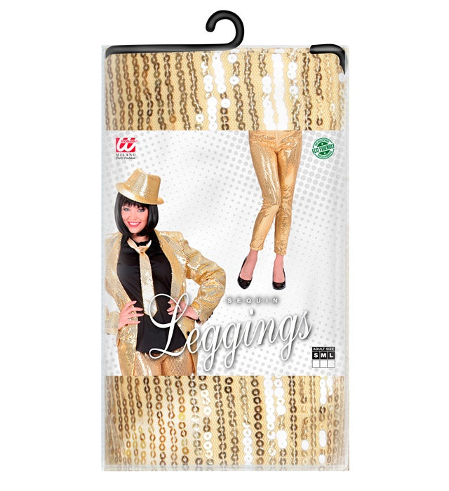 Goldene Paillettenleggings als Kostümzubehör für Fasnacht und Karneval