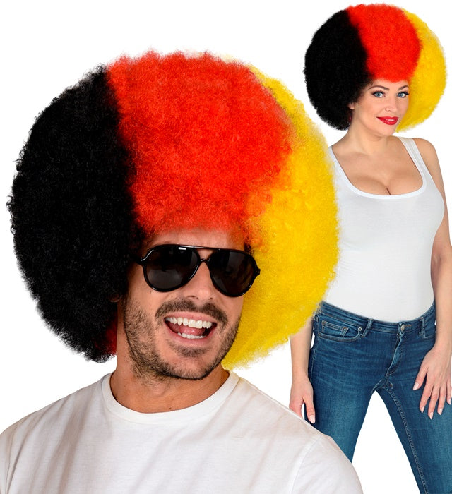 Lockenperücke Deutschland in Schwarz-Rot-Gold für Fasnacht und Karneval