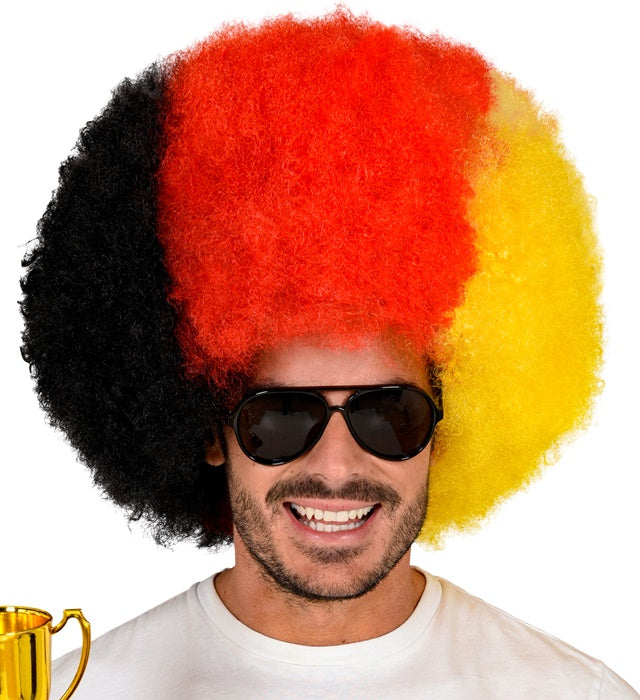 Lockenperücke Deutschland in Schwarz-Rot-Gold für Fasnacht und Karneval