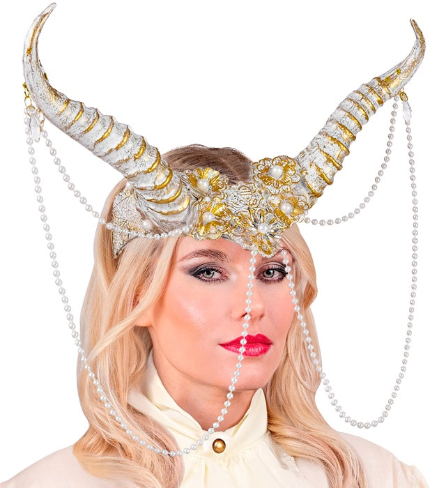 Weisse Hörner als Kopfschmuck für Fasnacht und Halloween Kostüme
