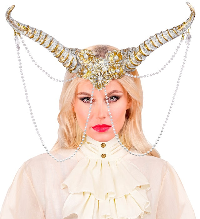 Weisse Hörner als Kopfschmuck für Fasnacht und Halloween Kostüme