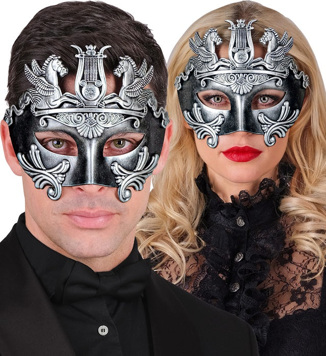 Silberne Augenmaske inspiriert von griechisch-römischer Antike für Fasnacht