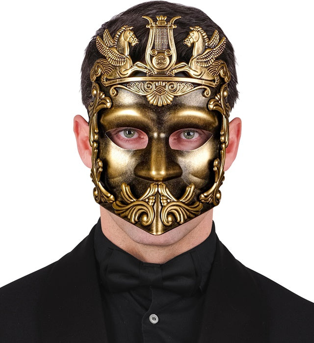 Goldene Maske im Stil der griechisch-römischen Antike für Fasnacht