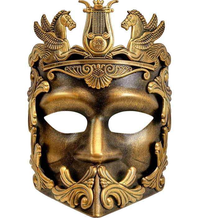 Goldene Maske griechisch-römische Antike für Fasnacht und Karneval