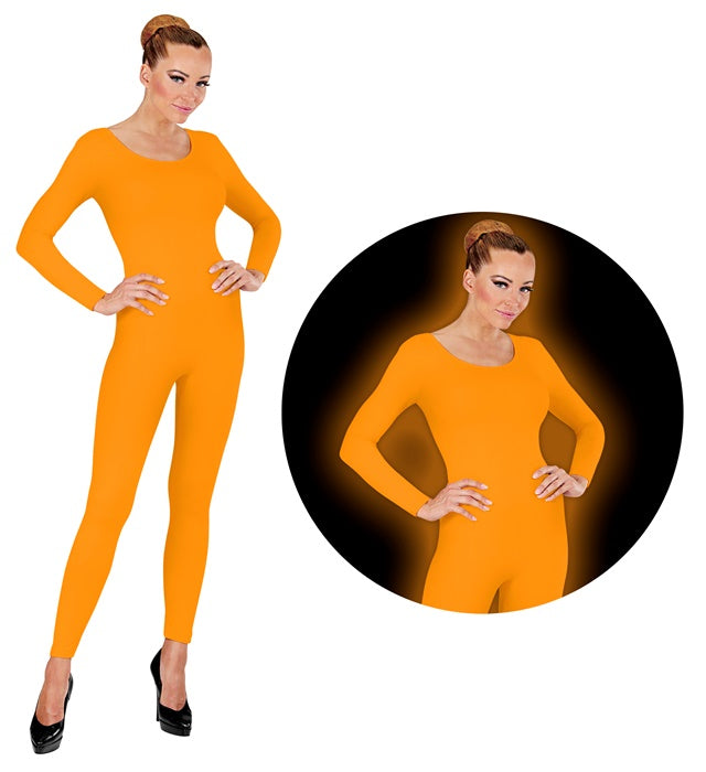 Neonorangener Body als auffälliges Kostüm für Fasnacht und Mottopartys