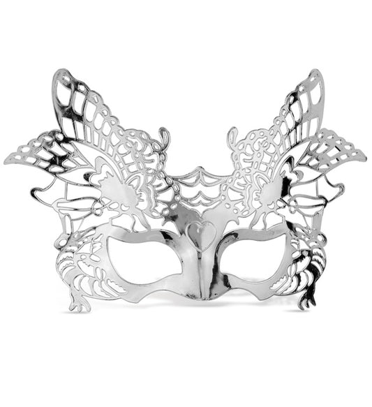 Silberne venezianische Maske mit filigranem Design für Fasnacht