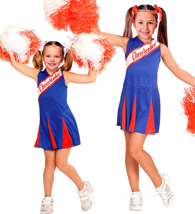 Blau-rotes Cheerleader-Kleid für Fasnacht und Karneval