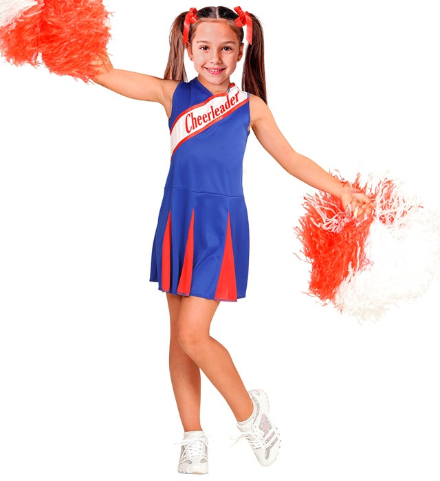 Blau-rotes Cheerleader-Kleid für Fasnacht und Karneval
