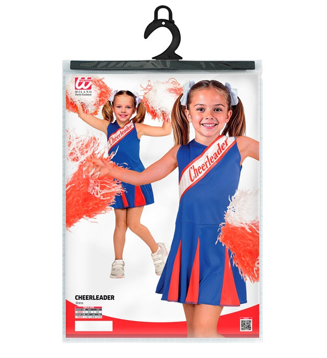 Blau-rotes Cheerleader-Kleid für Fasnacht und Karneval