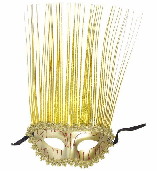 Goldene Augenmaske mit holografischen Spitzen für Fasnacht