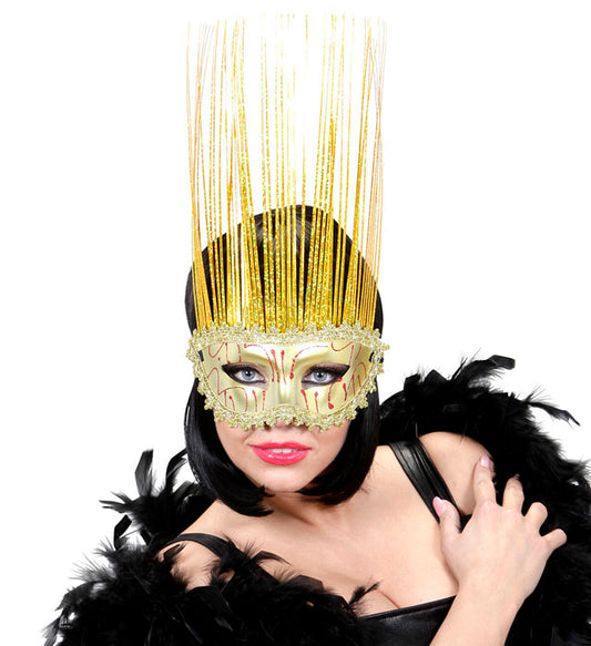 Goldene Augenmaske mit holografischen Spitzen für Fasnacht