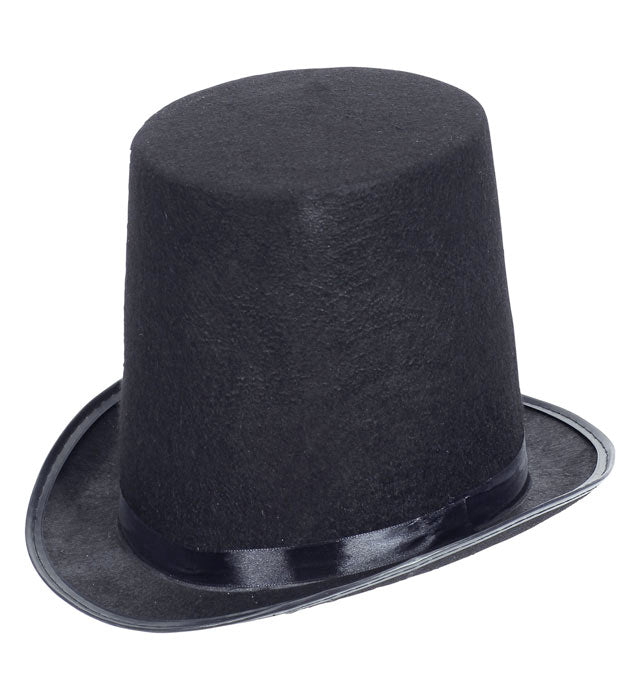 Extra grosser schwarzer Filz-Zylinder 20 cm Höhe für Fasnacht und Karneval