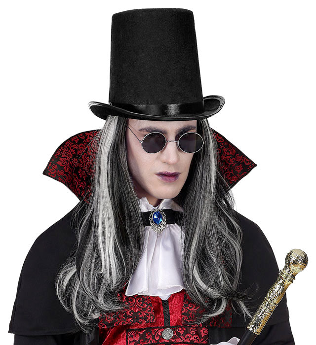 Extra grosser schwarzer Filz-Zylinder 20 cm Höhe für Fasnacht und Karneval