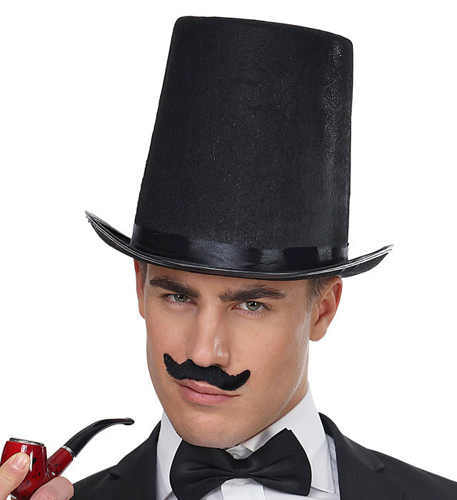 Extra grosser schwarzer Filz-Zylinder 20 cm Höhe für Fasnacht und Karneval