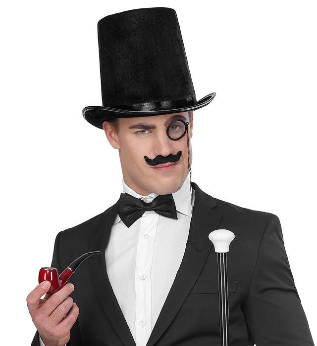 Extra grosser schwarzer Filz-Zylinder 20 cm Höhe für Fasnacht und Karneval