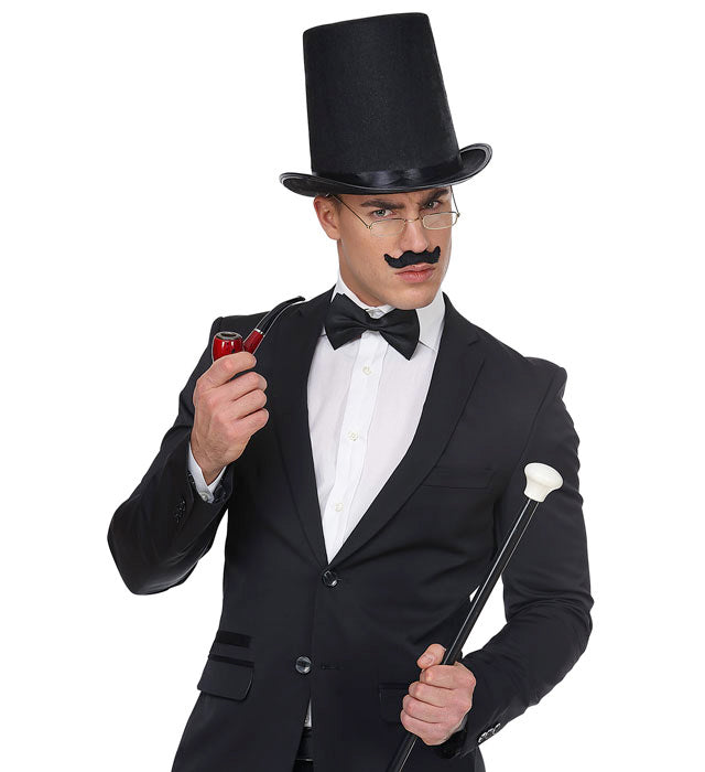 Extra grosser schwarzer Filz-Zylinder 20 cm Höhe für Fasnacht und Karneval