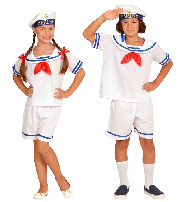 Klassisches Matrosen-Kostüm mit Oberteil, Shorts und Matrosenhut