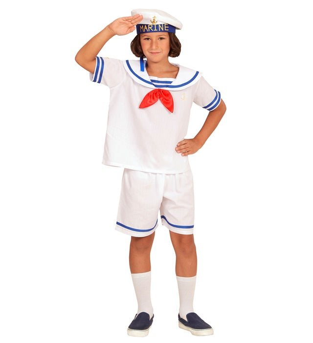 Klassisches Matrosen-Kostüm mit Oberteil, Shorts und Matrosenhut