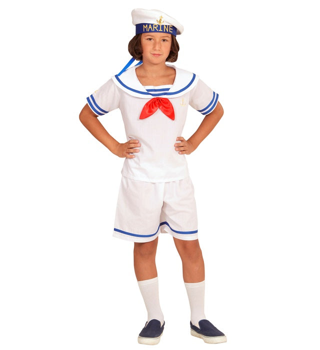 Klassisches Matrosen-Kostüm mit Oberteil, Shorts und Matrosenhut