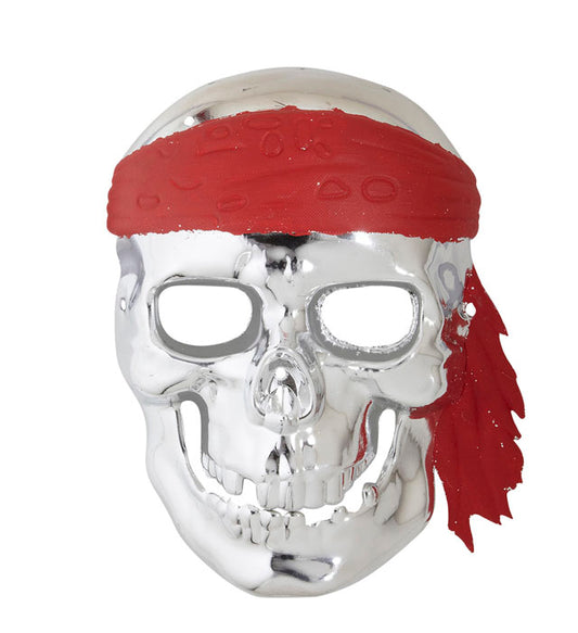 Silberne Piratentotenkopf-Maske für Fasnacht und Karneval