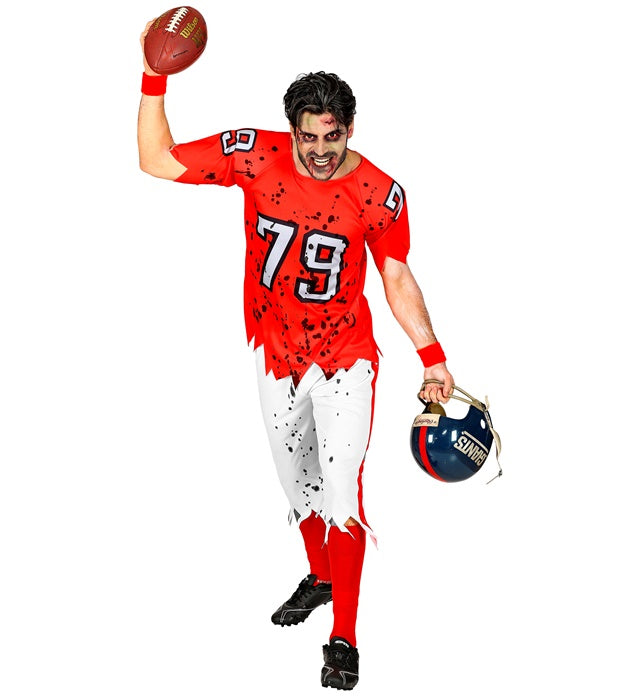 Zombie American Football Spieler Kostüm mit Muskelshirt und Hose