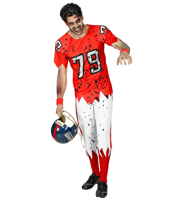Zombie American Football Spieler Kostüm mit Muskelshirt und Hose