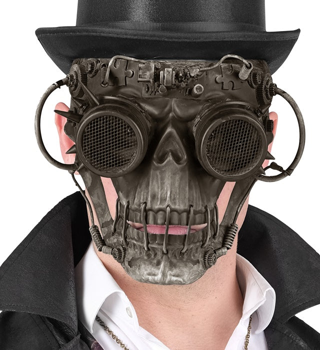 Steampunk Totenkopf Maske mit mechanischen Details für Fasnacht und Halloween