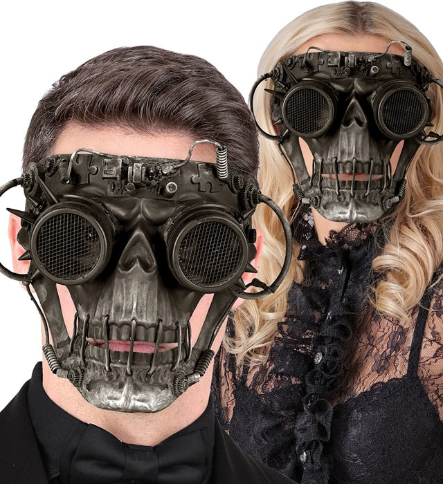 Steampunk Totenkopf Maske mit mechanischen Details für Fasnacht und Halloween