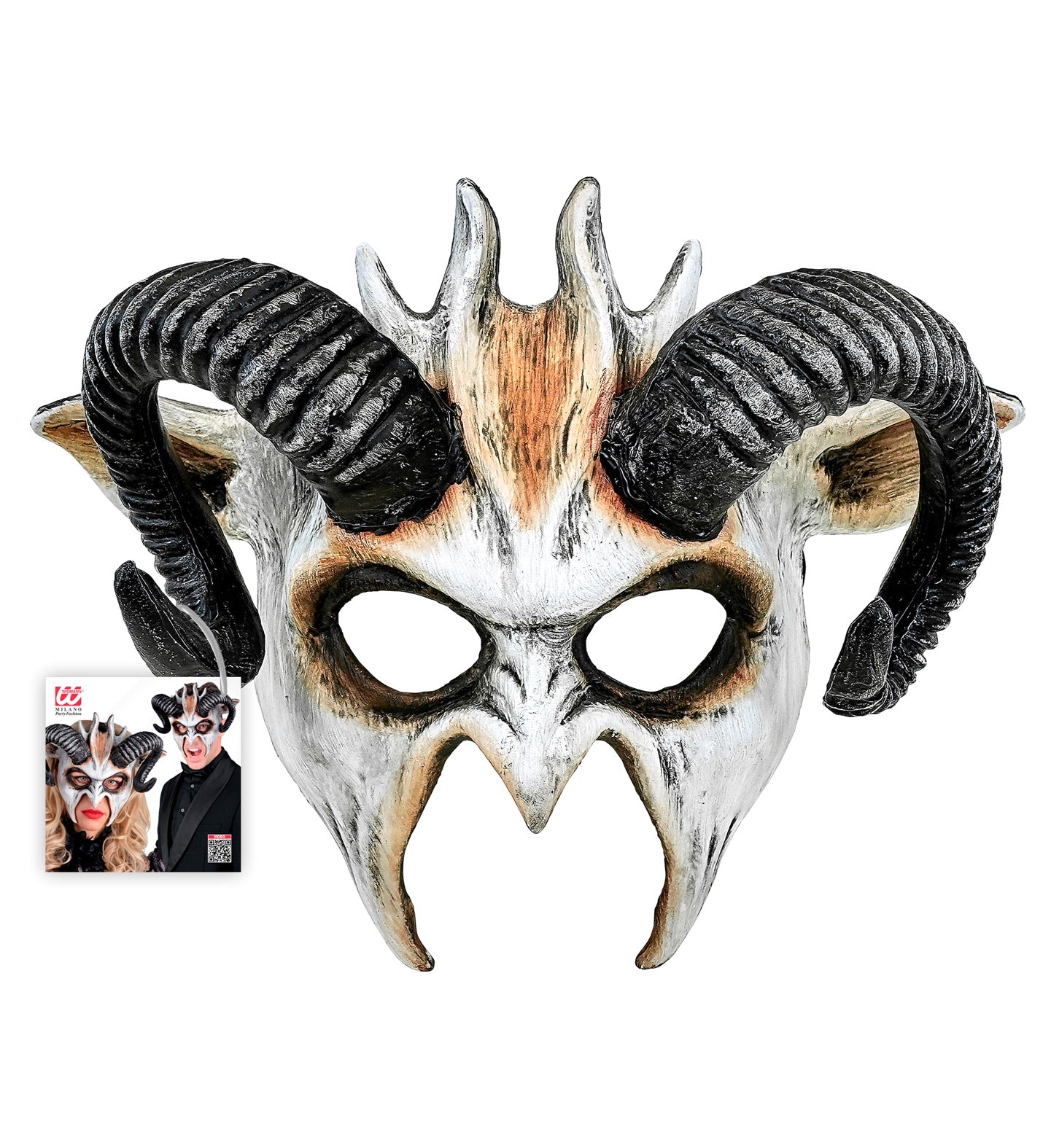 Dämonmaske PVC Commedia Dell'Arte Dämon mit Hörner