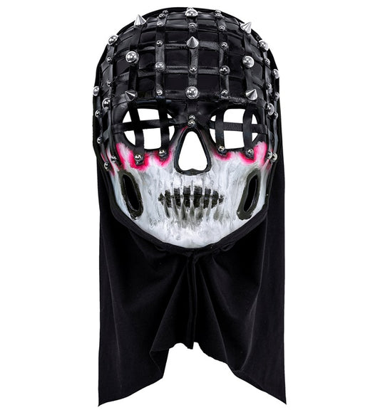 Maske Lebende Tote mit Kapuze und Nieten in gruseligem Design
