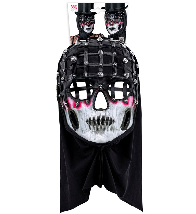 Maske Lebende Tote mit Kapuze und Nieten in gruseligem Design