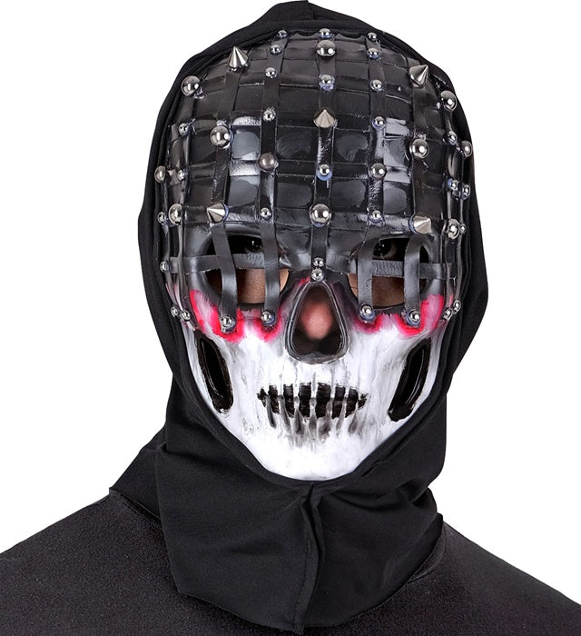 Maske Lebende Tote mit Kapuze und Nieten in gruseligem Design