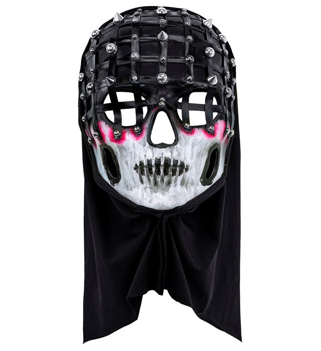 Lebende Tote Maske mit Kapuze und Nieten für Halloween und Fasnacht