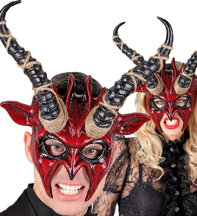 Teufels Schamanenkopf Maske mit detailliertem Design für Fasnacht und Halloween