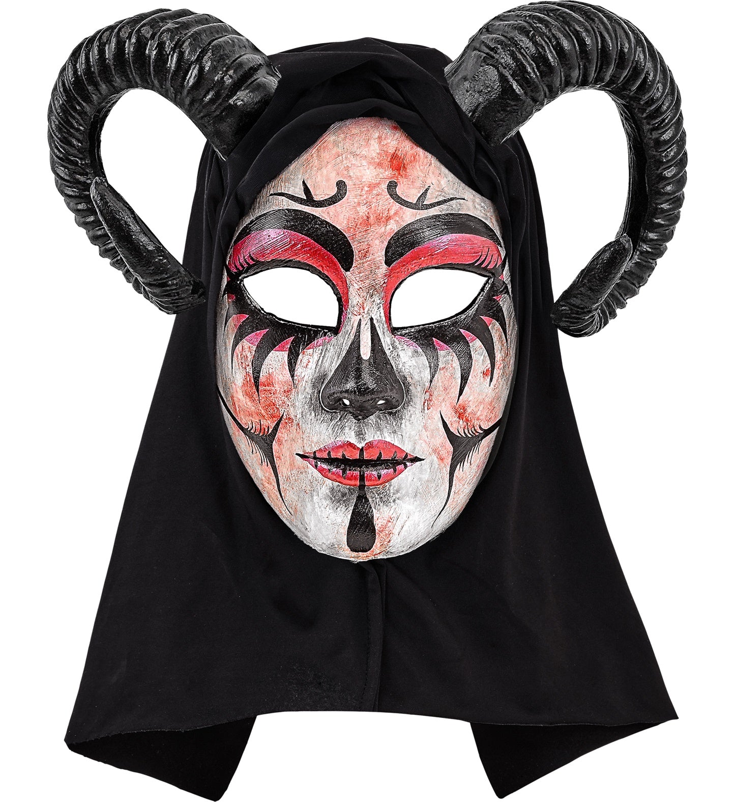 Dämonmaske Commedia Dell'Arte Dämonin Mit Kapuze