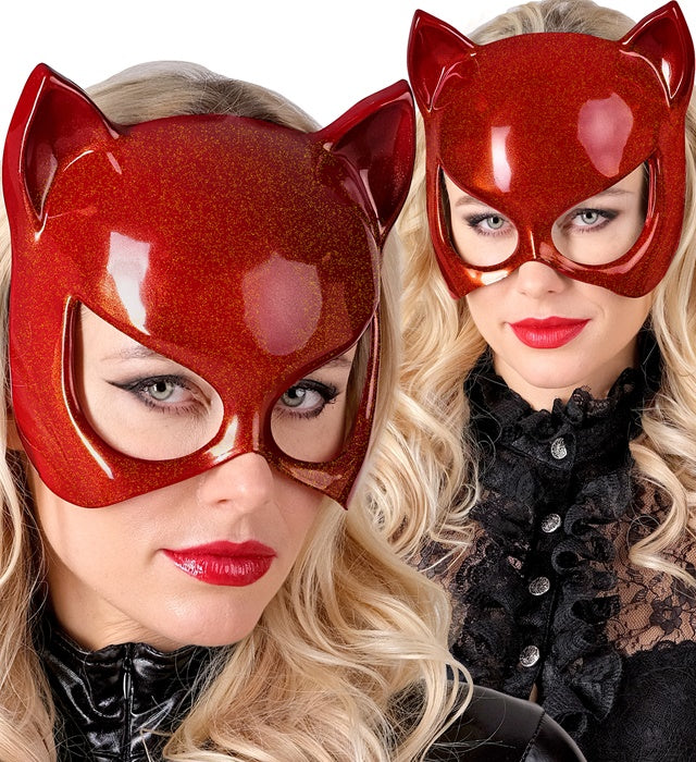 Rote Katzenaugenmaske für Fasnacht und Karneval