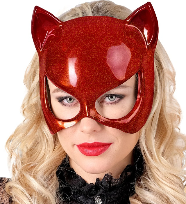 Rote Katzenaugenmaske für Fasnacht und Karneval