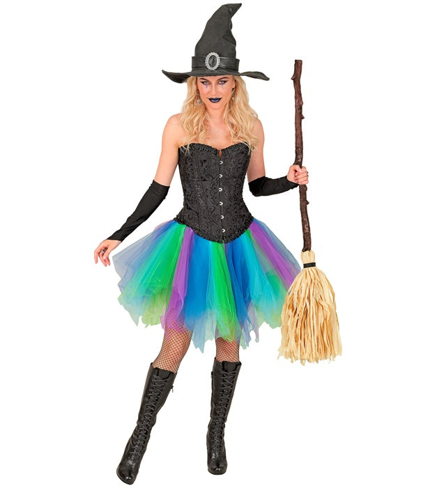 Zerlegbarer gekrümmter Hexenbesen 138 cm als Halloween Kostümzubehör