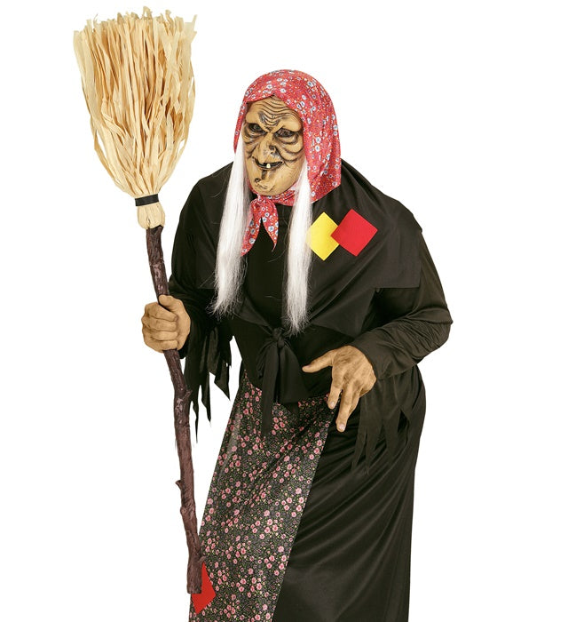 Zerlegbarer gekrümmter Hexenbesen 138 cm als Halloween Kostümzubehör