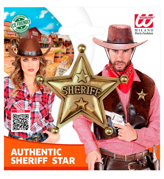 Authentischer Sheriffstern aus Metall für Fasnacht und Karneval