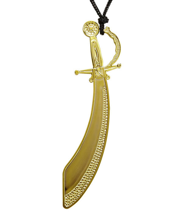 Goldene Halskette mit Piratensäbel Anhänger für Fasnacht und Karneval