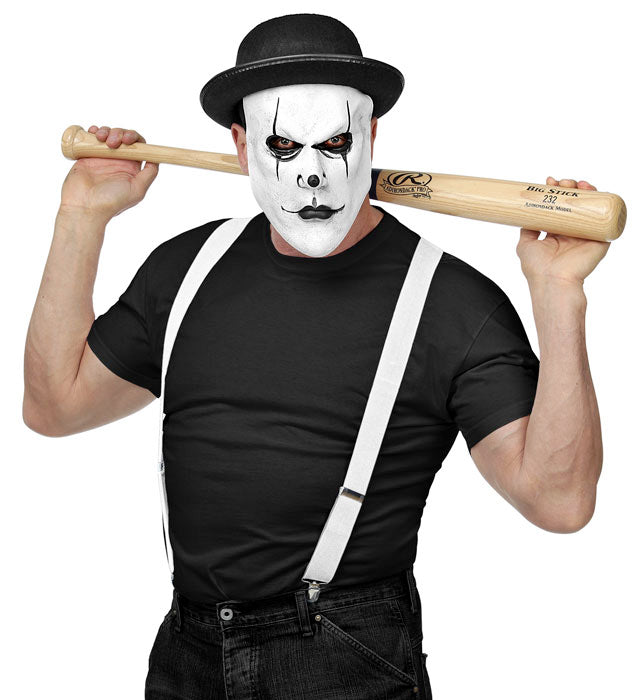 Halbmaske im Harlekin-Design mit schwarzer Melone als Fasnachts- und Karnevalsmotiv