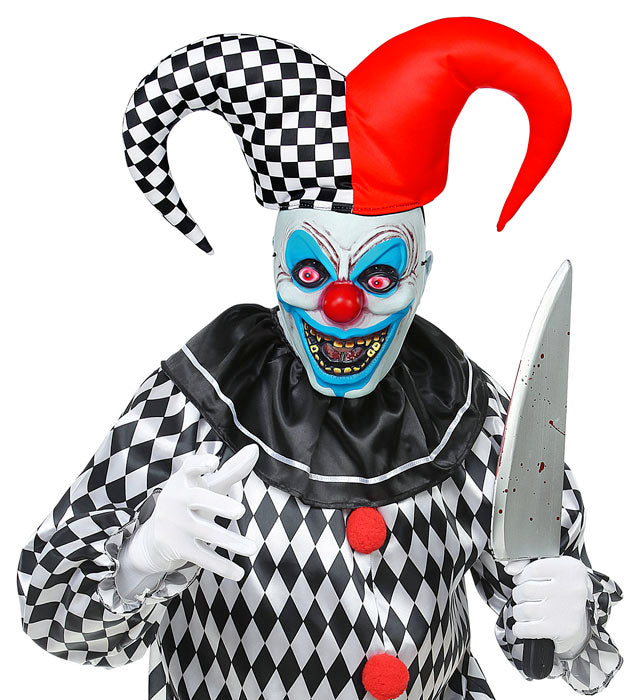 Halbmaske Böser Narr mit Hut aus Hardplastik für Fasnacht und Karneval