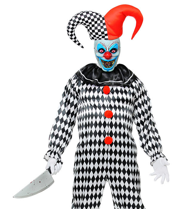 Halbmaske Böser Narr mit Hut aus Hardplastik für Fasnacht und Karneval