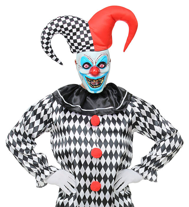 Halbmaske Böser Narr mit Hut aus Hardplastik für Fasnacht und Karneval