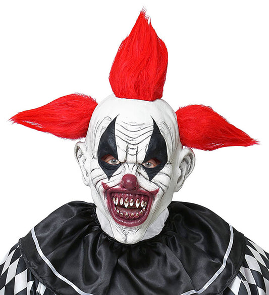 Ganzkopf Maske KillercClown mit langen Haaren für Fasnacht und Mottoparty