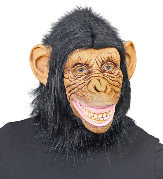 Schimpansenmaske mit weichem Plüschfell für Fasnacht und Karneval