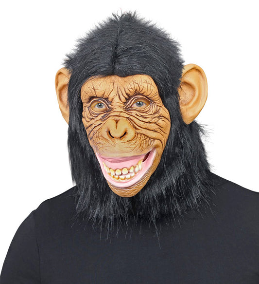 Schimpansenmaske mit weichem Plüschfell für Fasnacht und Karneval
